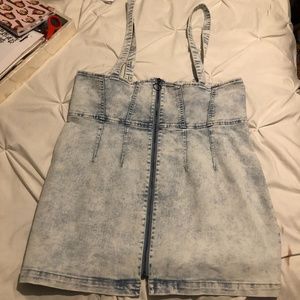 Acid Wash Zip Front Denim Dress